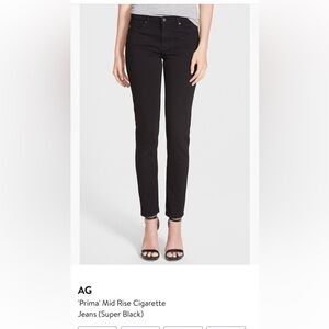 AG Prima mid rise cigarette jeans in color Super Black